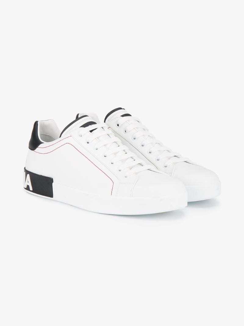 White Portofino Leather Low Top Sneakers