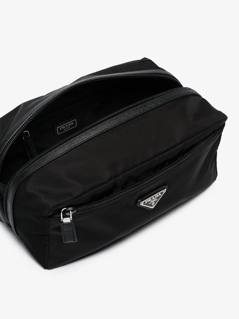 Black Logo Nylon Wash Bag