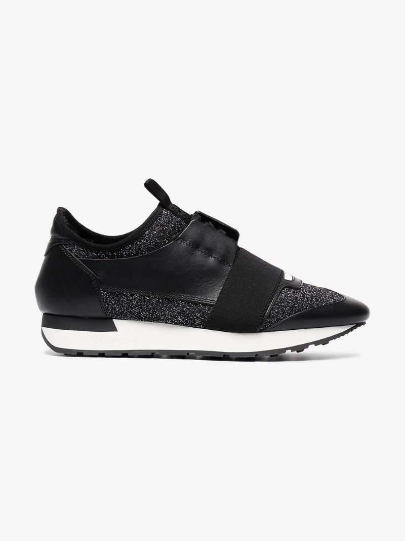 Black Race Runner Glitter Sneakers