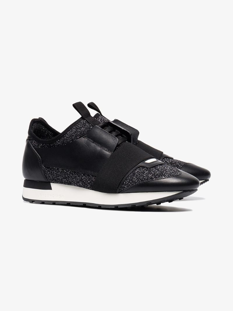 Black Race Runner Glitter Sneakers