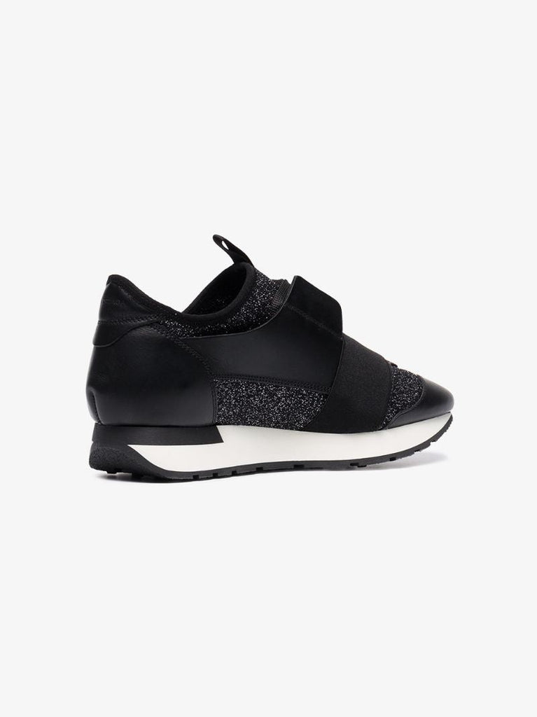 Black Race Runner Glitter Sneakers