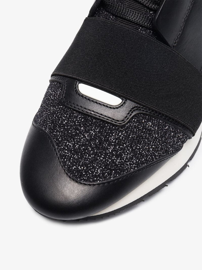 Black Race Runner Glitter Sneakers