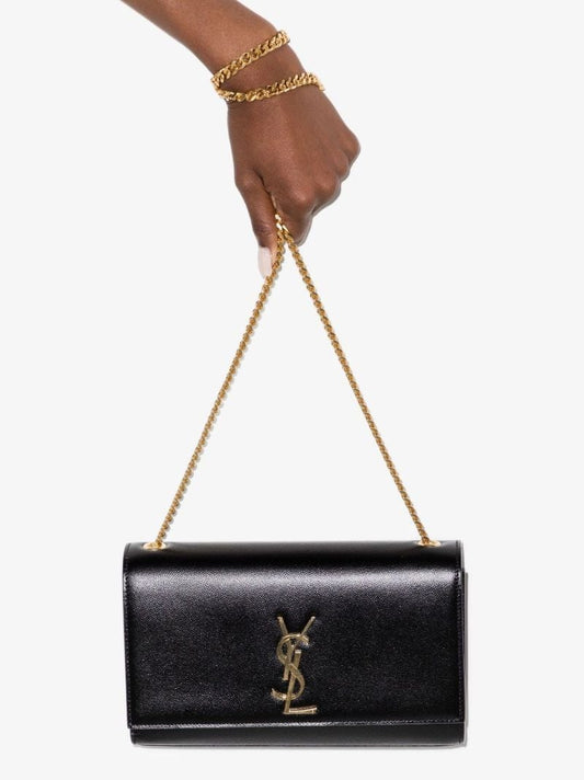 Black Kate Medium Leather Shoulder Bag