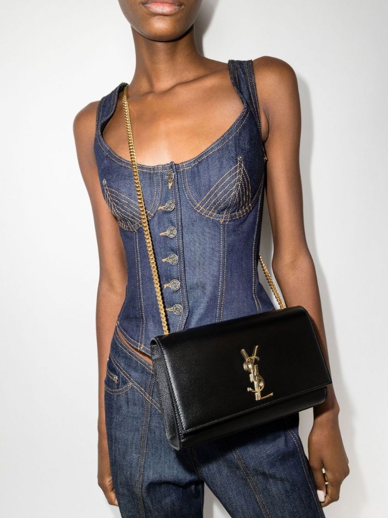 Black Kate Medium Leather Shoulder Bag