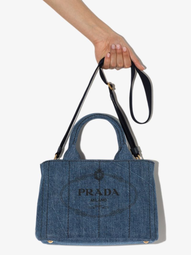 Blue Logo Denim Tote Bag
