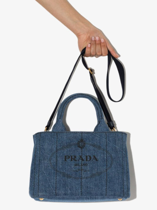 Blue Logo Denim Tote Bag