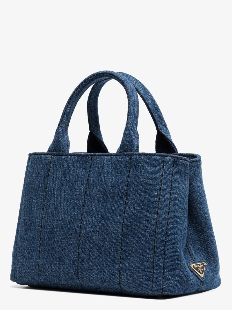 Blue Logo Denim Tote Bag