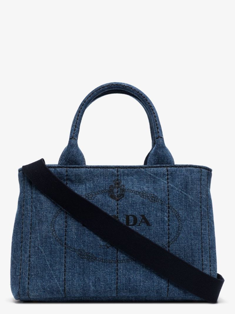 Blue Logo Denim Tote Bag