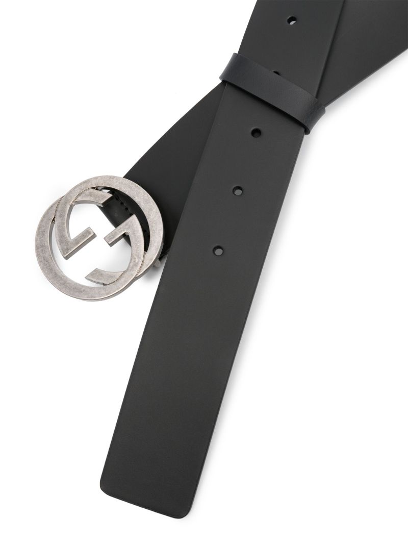 Black Interlocking G Leather Belt