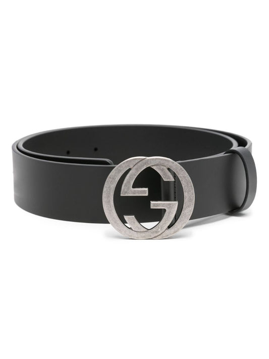 Black Interlocking G Leather Belt