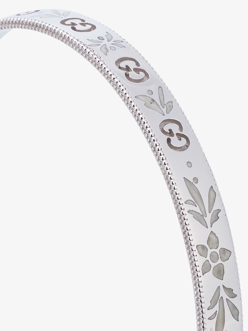White Gold Floral Bangge