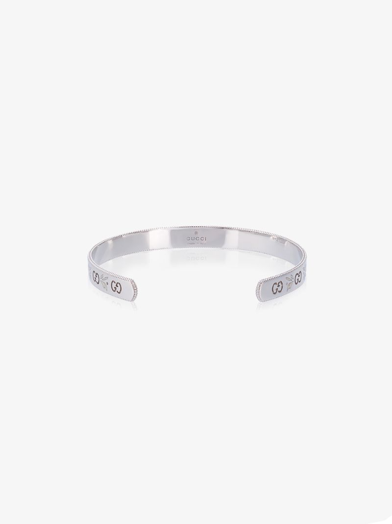 White Gold Floral Bangge