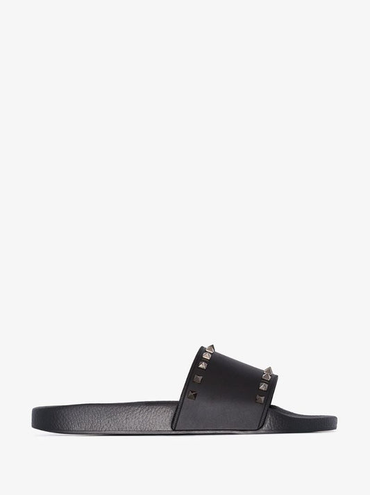 Black Rockstud Rubber Slides