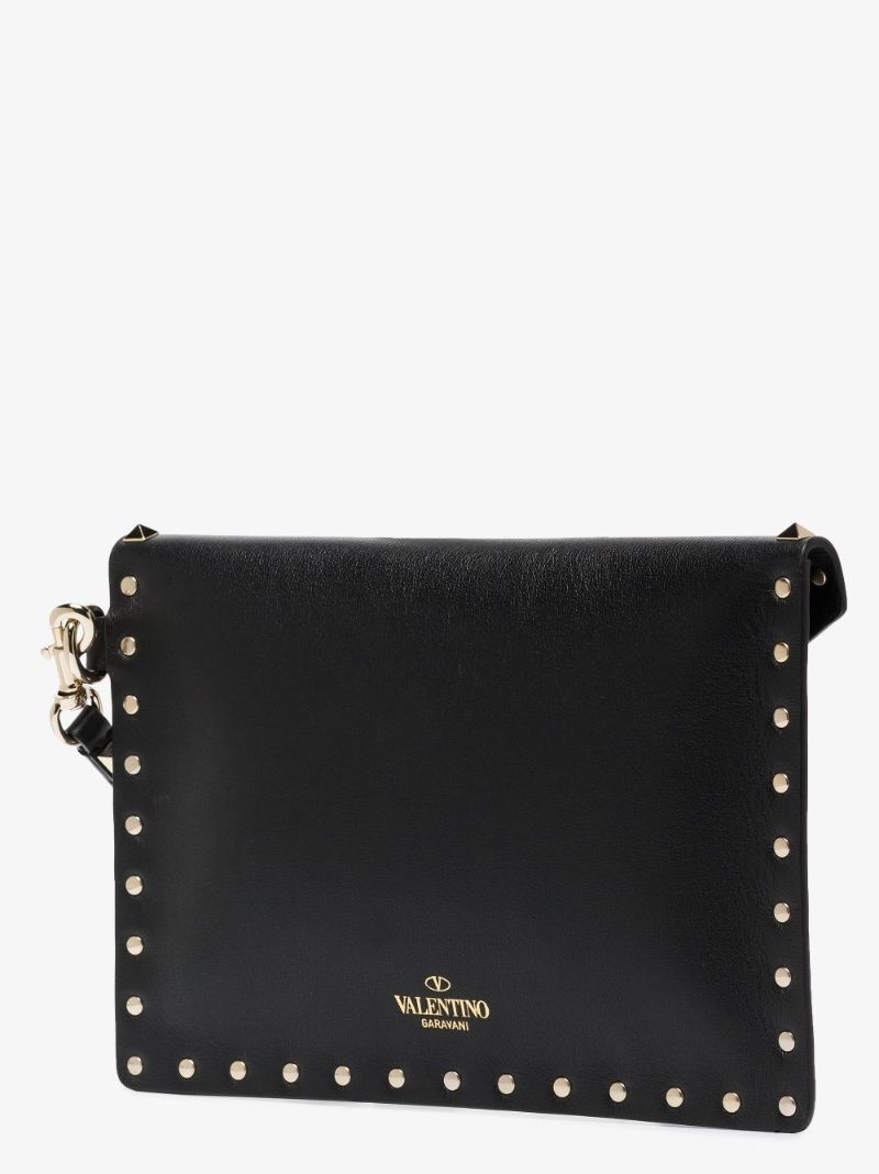 Black Rockstud Medium Leather Clutch Bag
