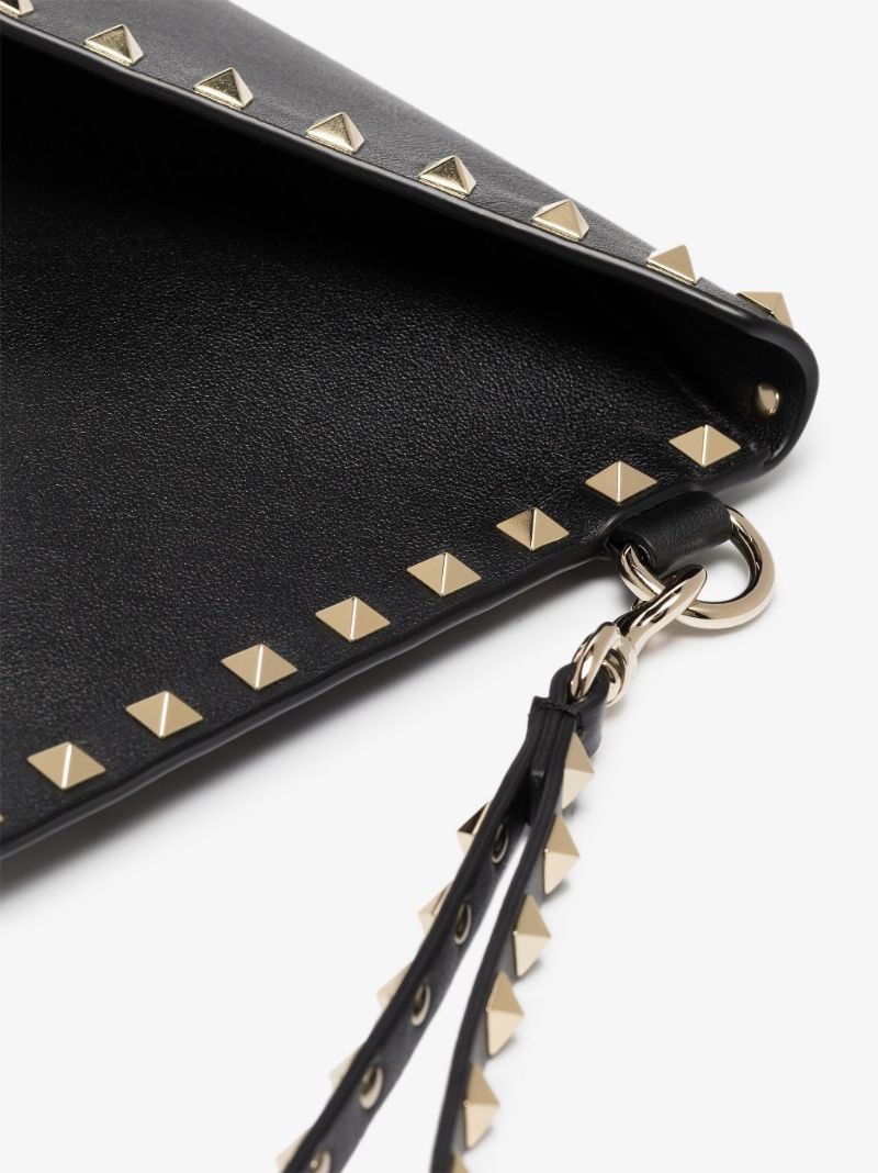Black Rockstud Medium Leather Clutch Bag