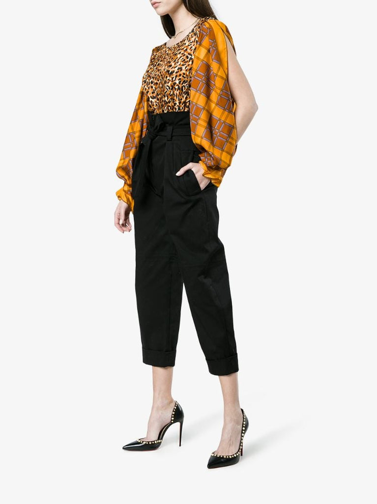Orange Canote Panelled Silk Blouse