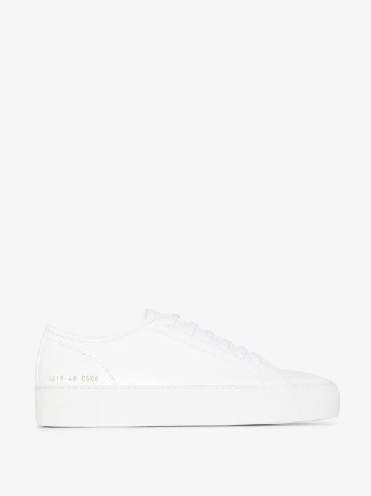 White Tournament Low Top Leather Sneakers