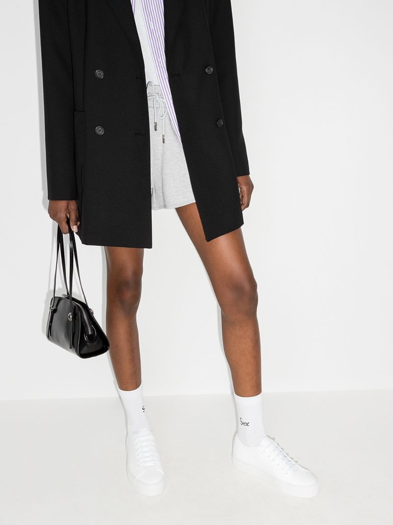 White Tournament Low Top Leather Sneakers