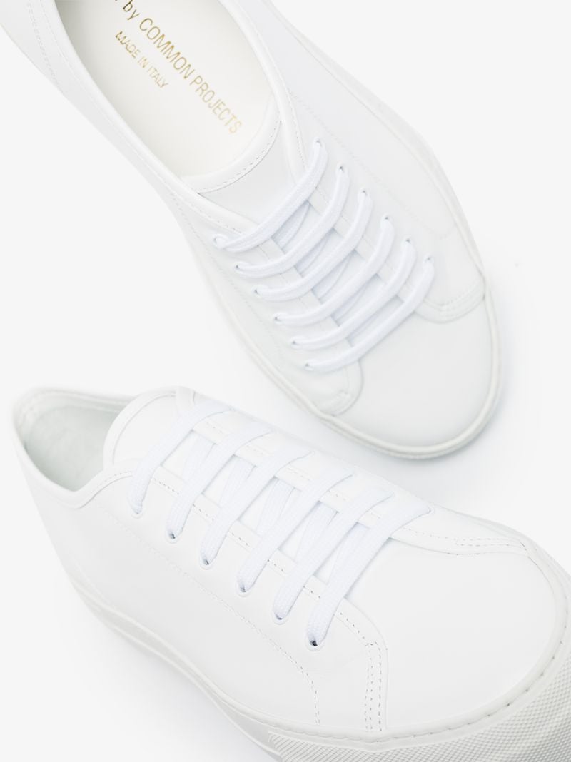 White Tournament Low Top Leather Sneakers