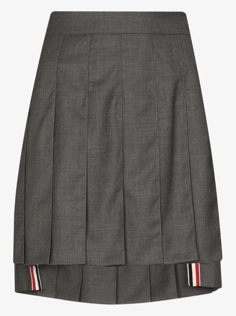 Pleated Wool Mini Skirt