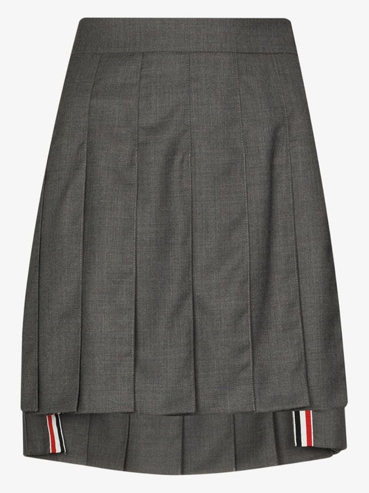 Pleated Wool Mini Skirt