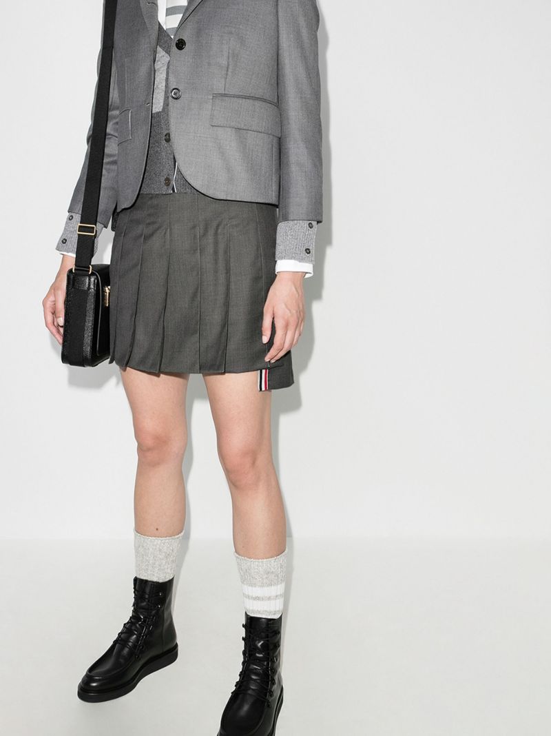 Pleated Wool Mini Skirt