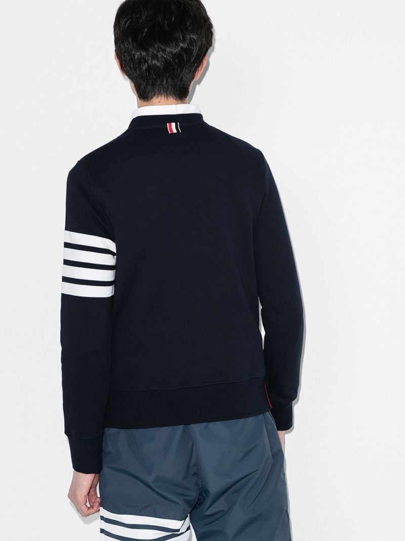 Blue 4-bar Stripe Cotton Sweatshirt