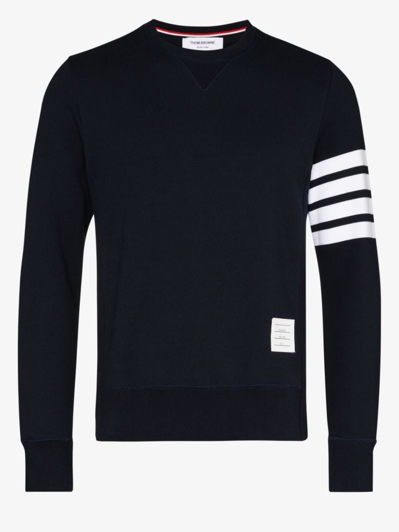 Blue 4-bar Stripe Cotton Sweatshirt
