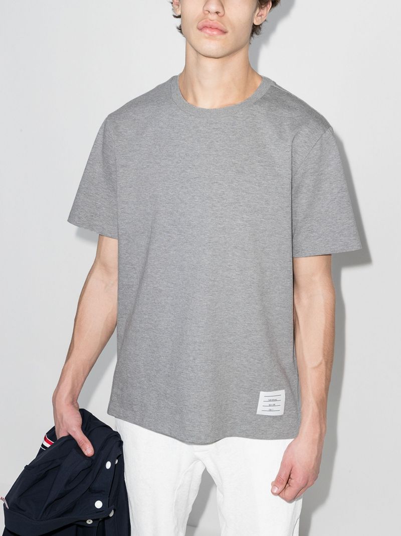 Grey Side Slit Cotton T-shirt