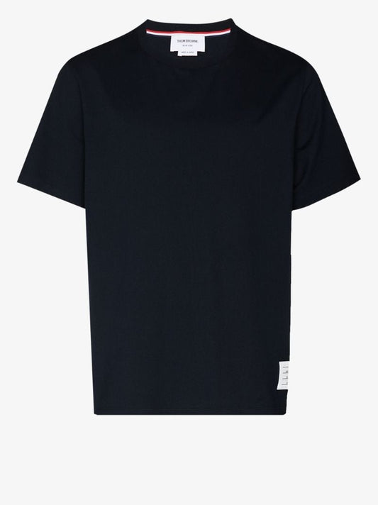 Blue Side Slit Cotton T-shirt