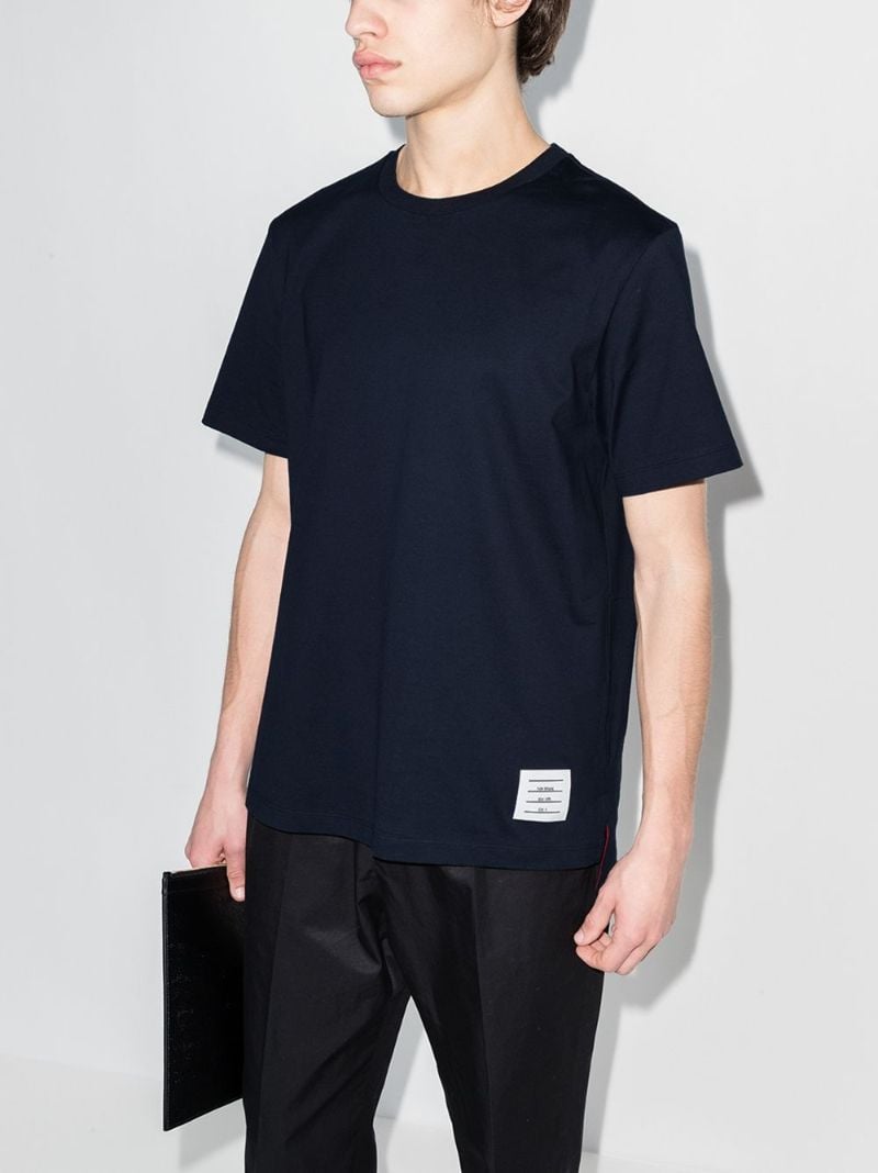 Blue Side Slit Cotton T-shirt