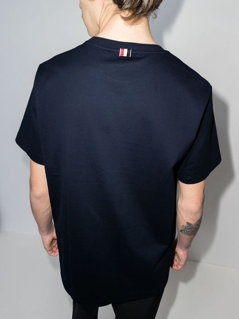 Blue Side Slit Cotton T-shirt