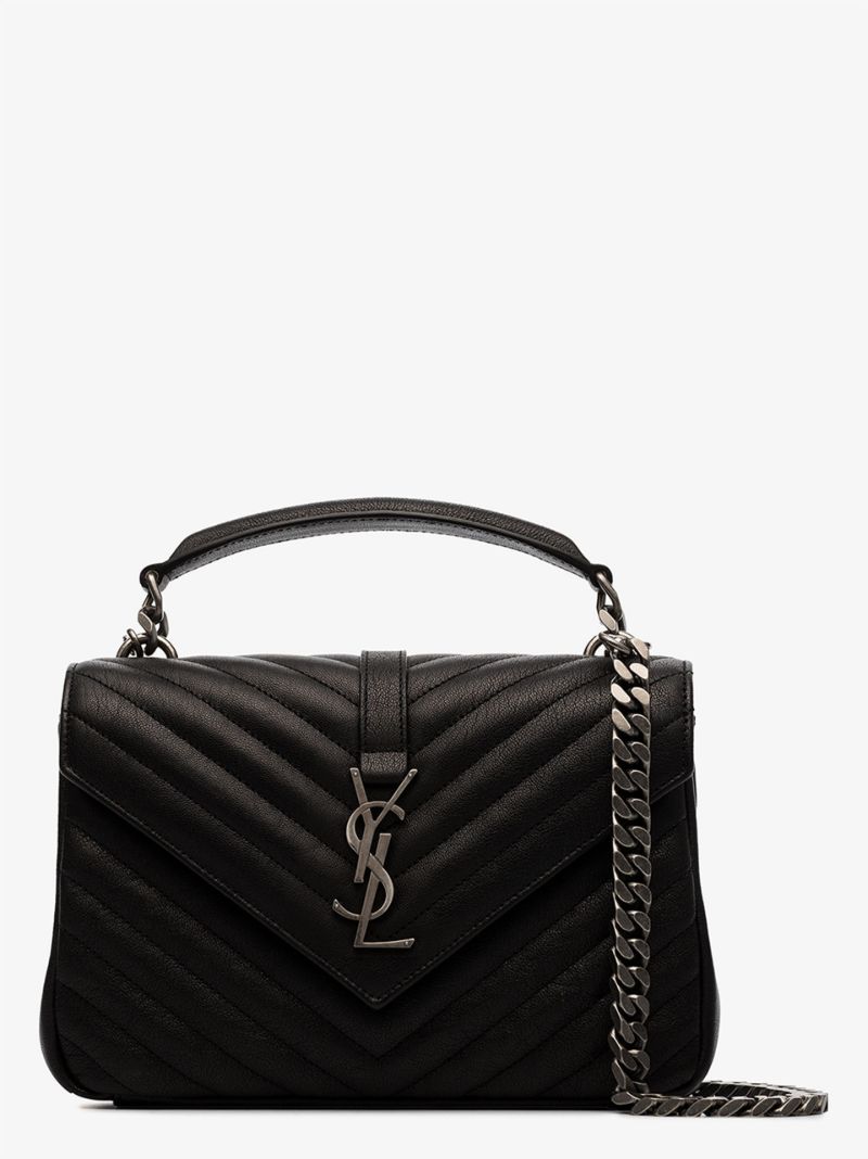 Black College Medium Leather Shoulder Bag