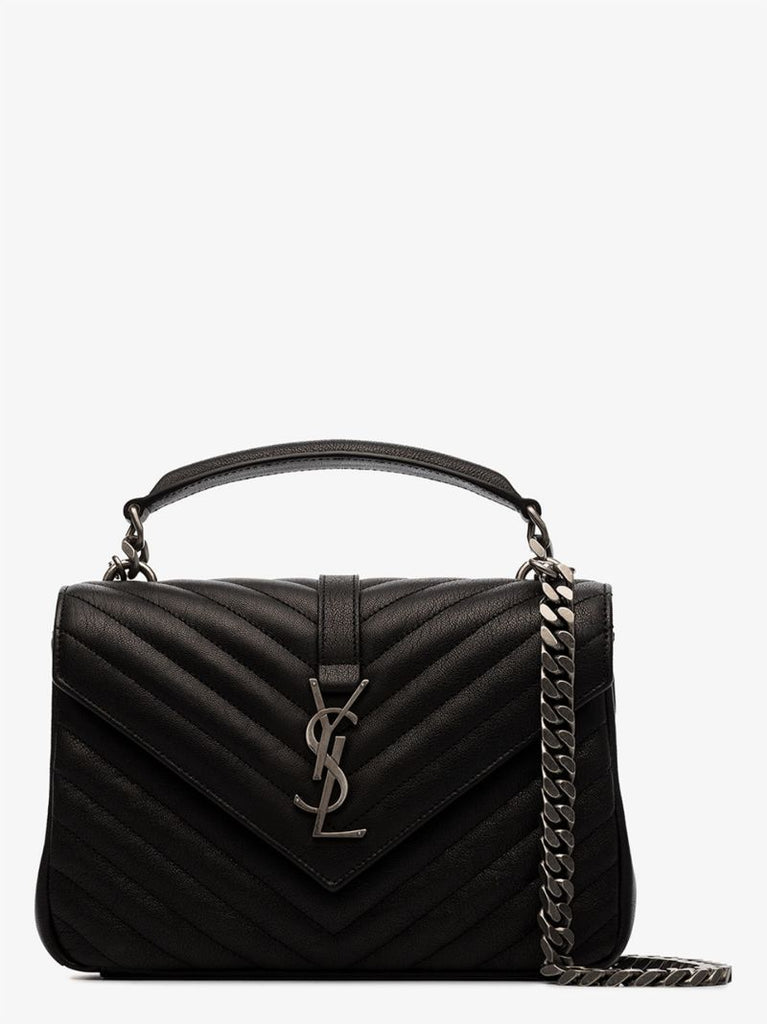Black College Medium Leather Shoulder Bag