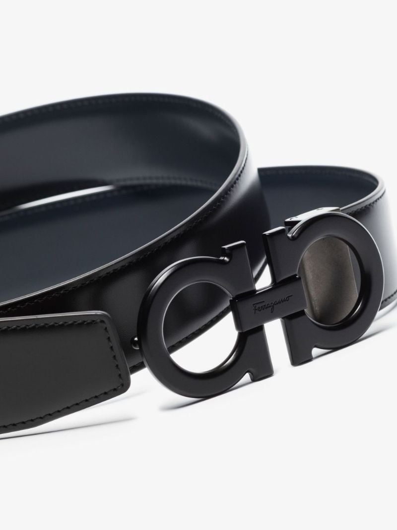 Black Gancini Reversible Leather Belt