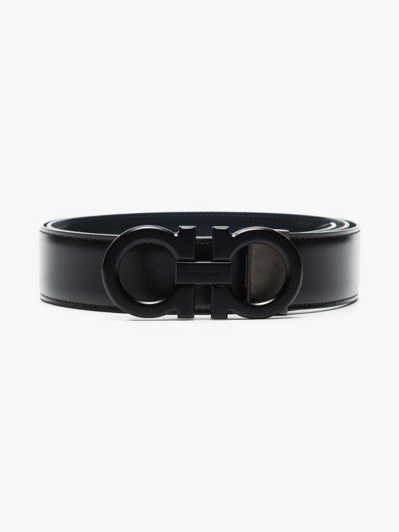 Black Gancini Reversible Leather Belt