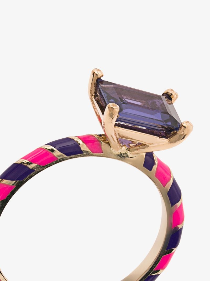 14k White Gold and Pink Candy Kimono Violet Blue Sapphire Ring