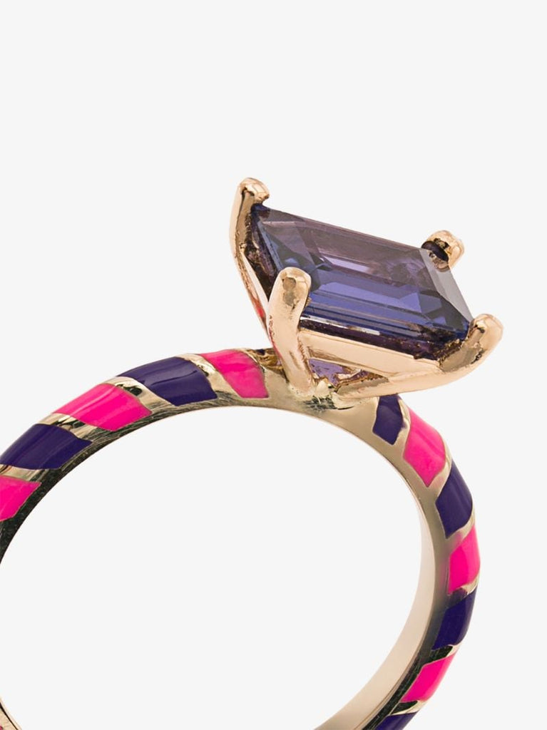 14k White Gold and Pink Candy Kimono Violet Blue Sapphire Ring