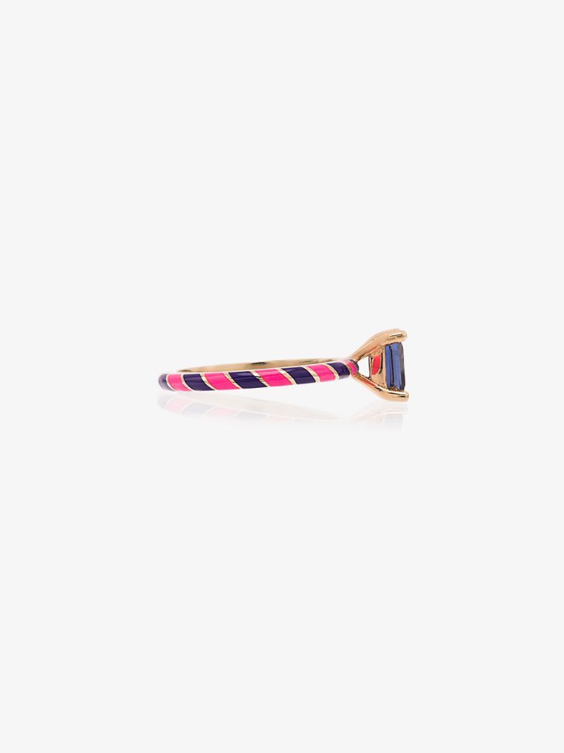 14k White Gold and Pink Candy Kimono Violet Blue Sapphire Ring