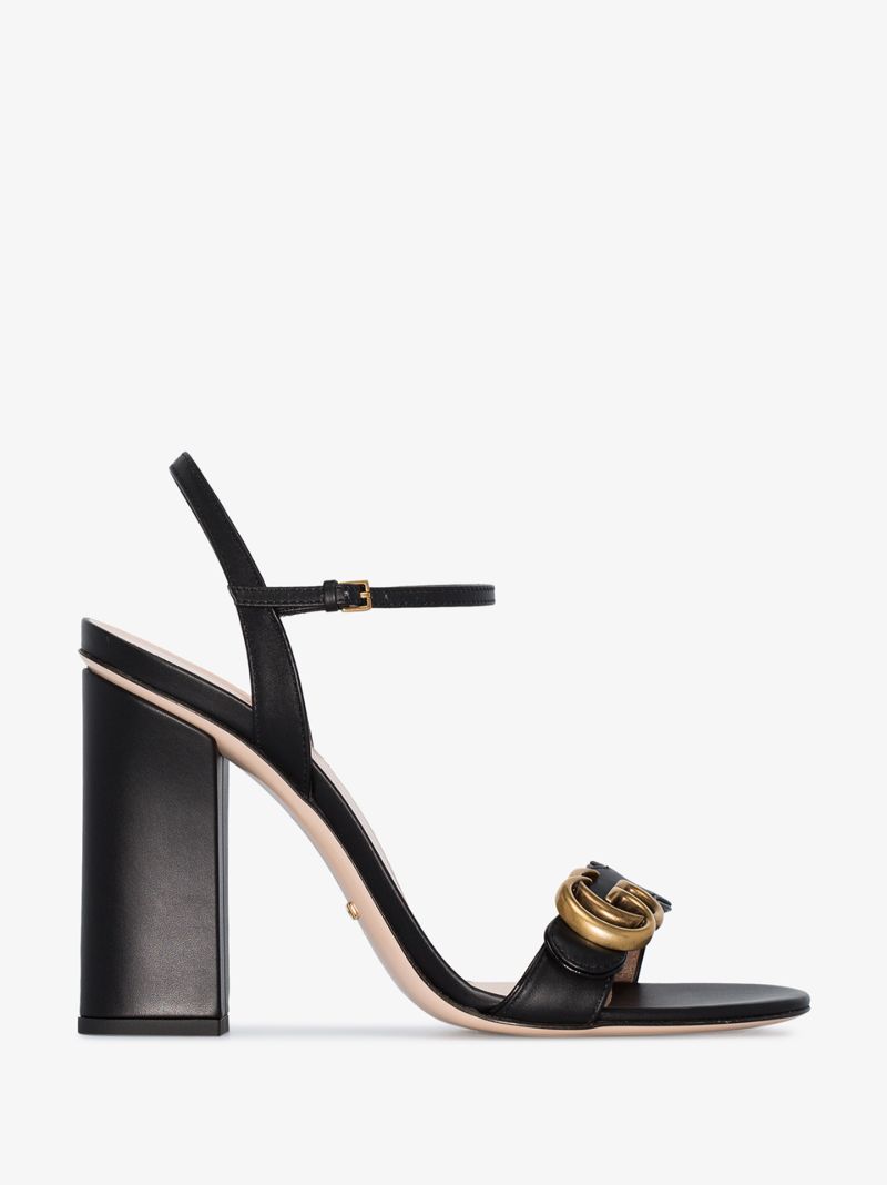 Black Gg Marmont 105 Leather Sandals