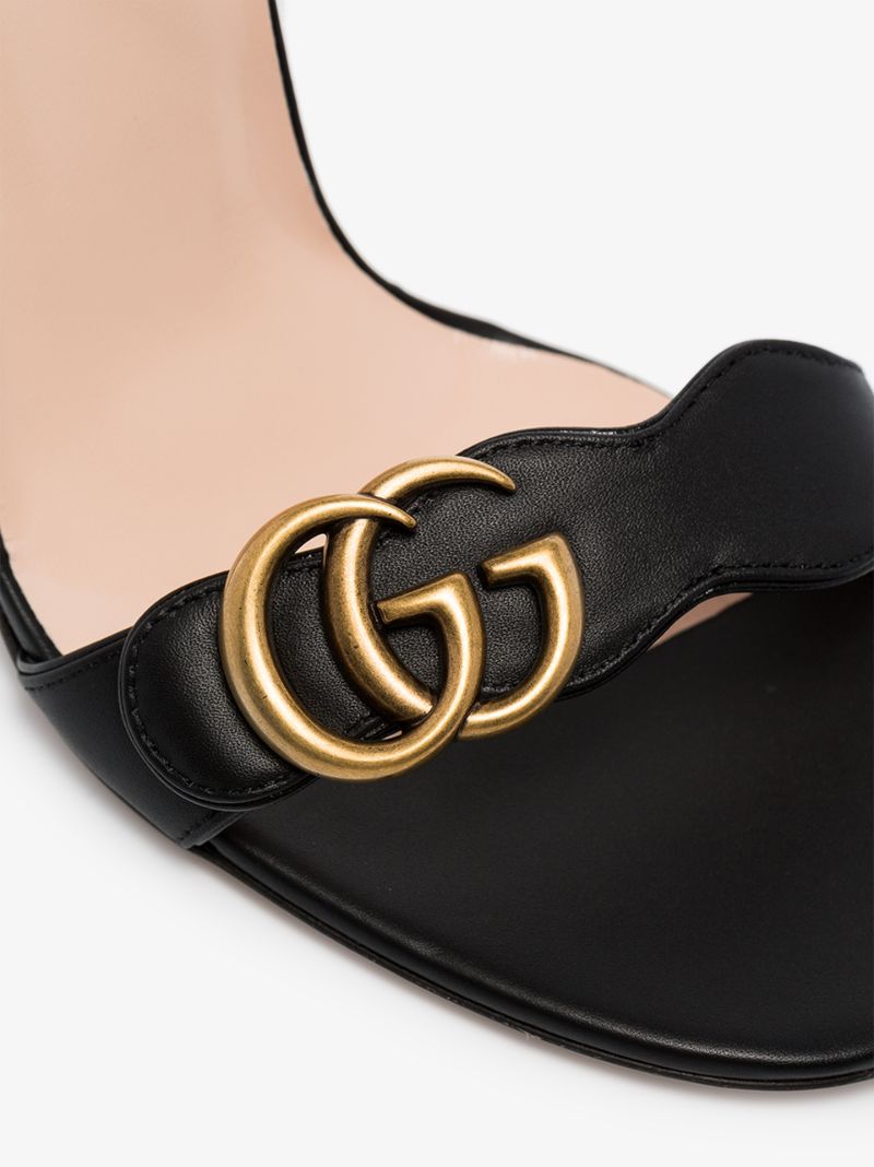 Black Gg Marmont 105 Leather Sandals