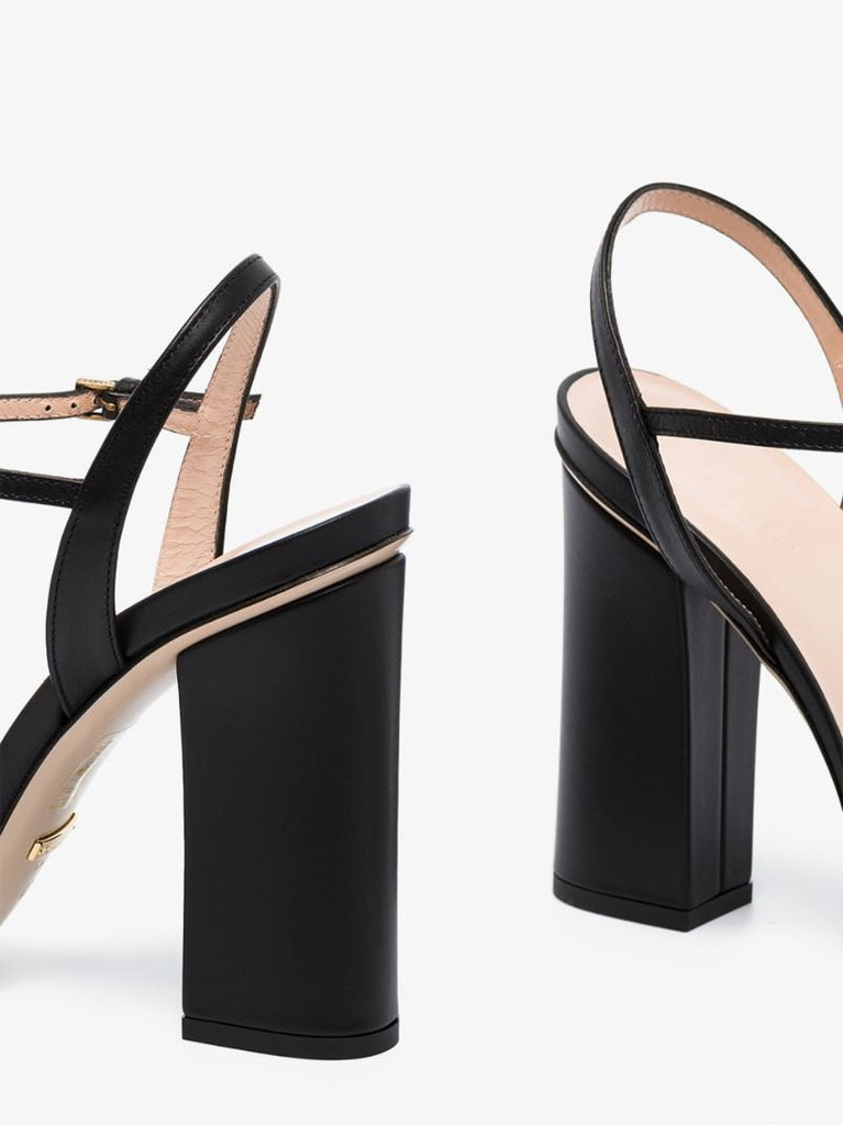 Black Gg Marmont 105 Leather Sandals
