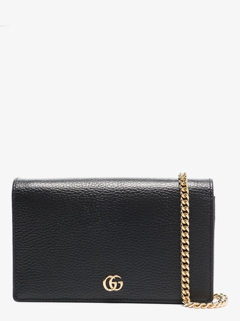 Black Gg Marmont Leather Chain Wallet