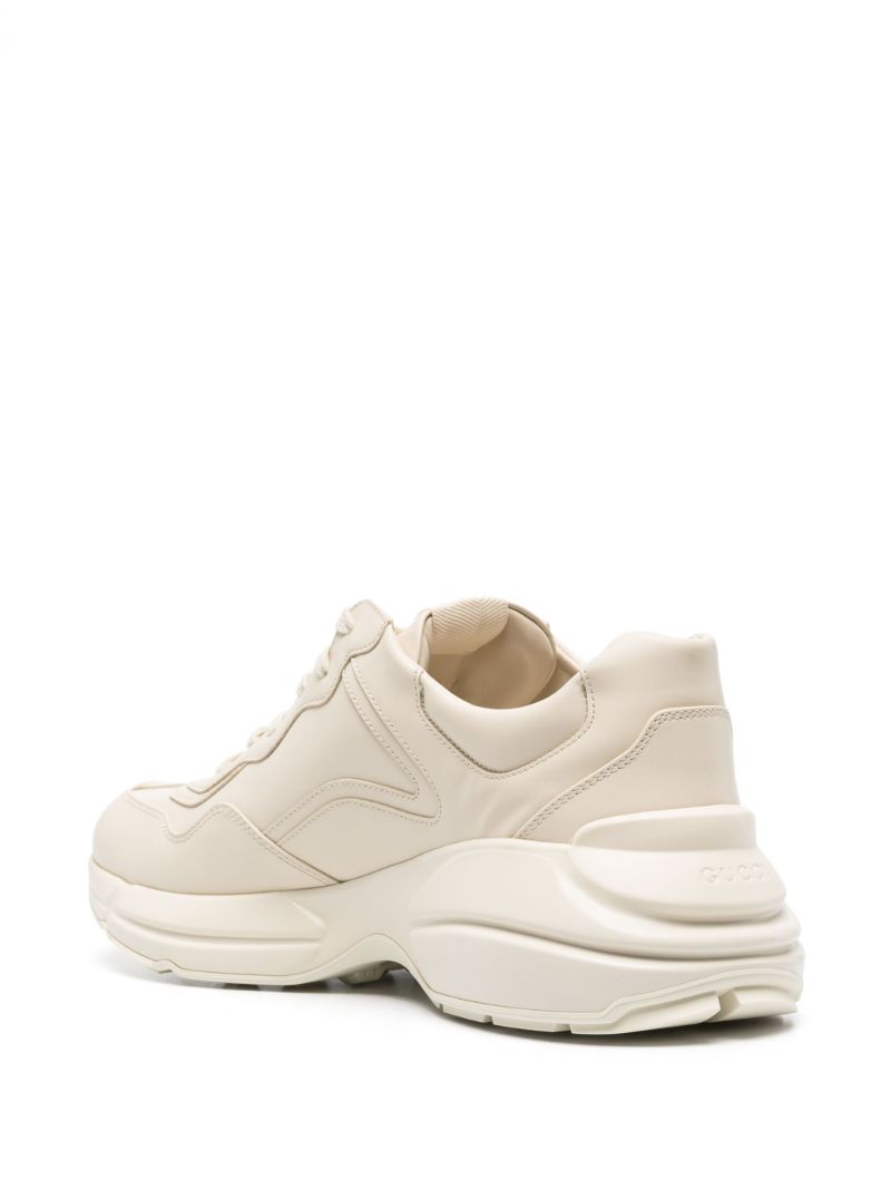 White Rhyton Fake Logo Leather Sneakers