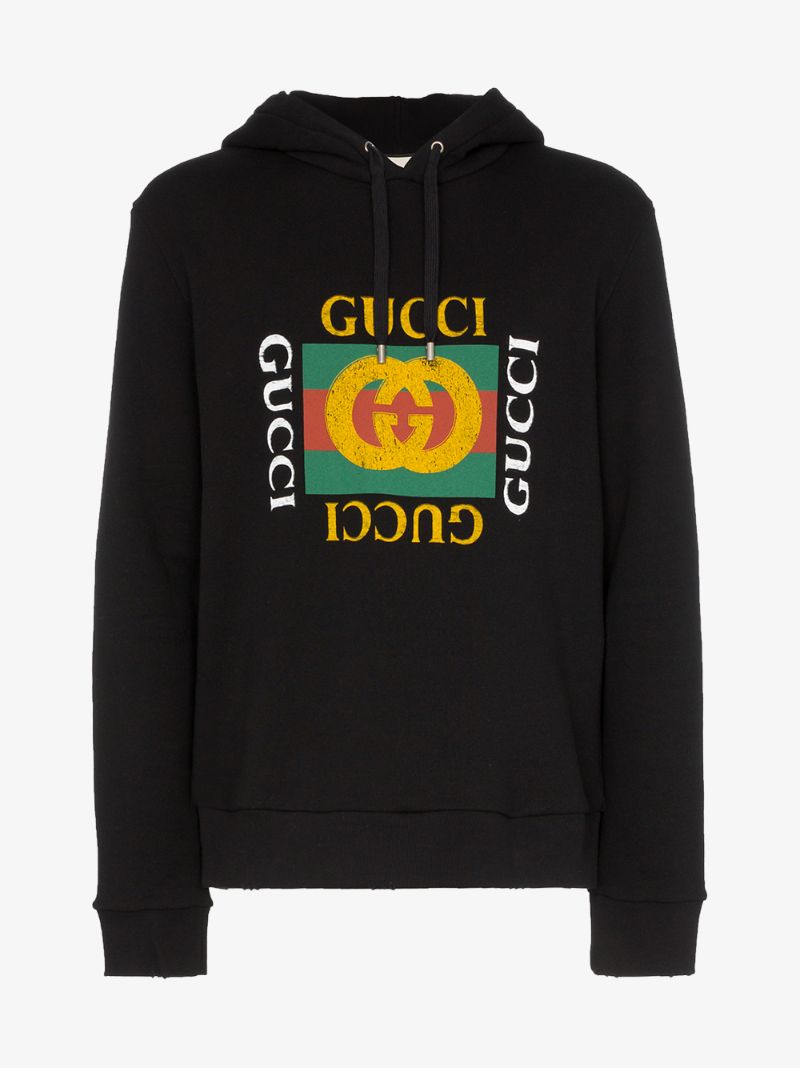 Black Logo Cotton Hoodie