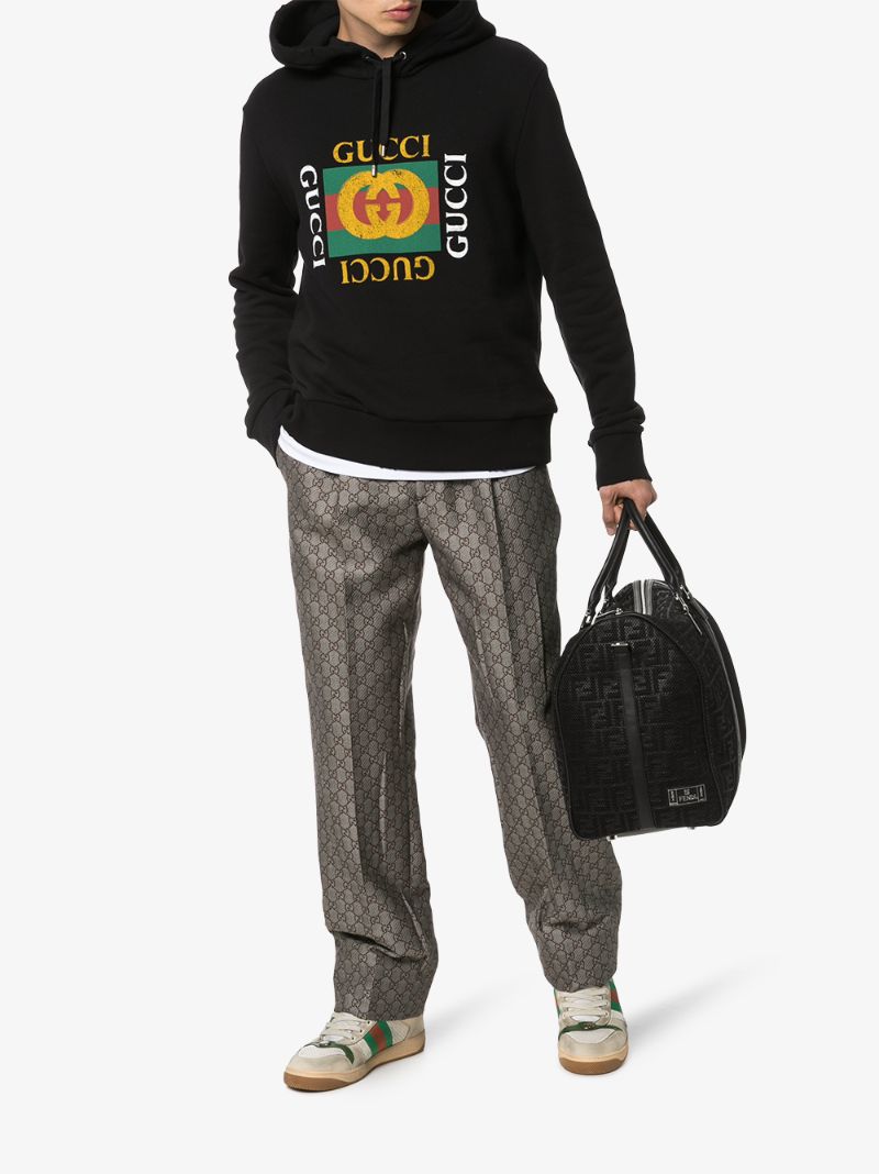 Black Logo Cotton Hoodie