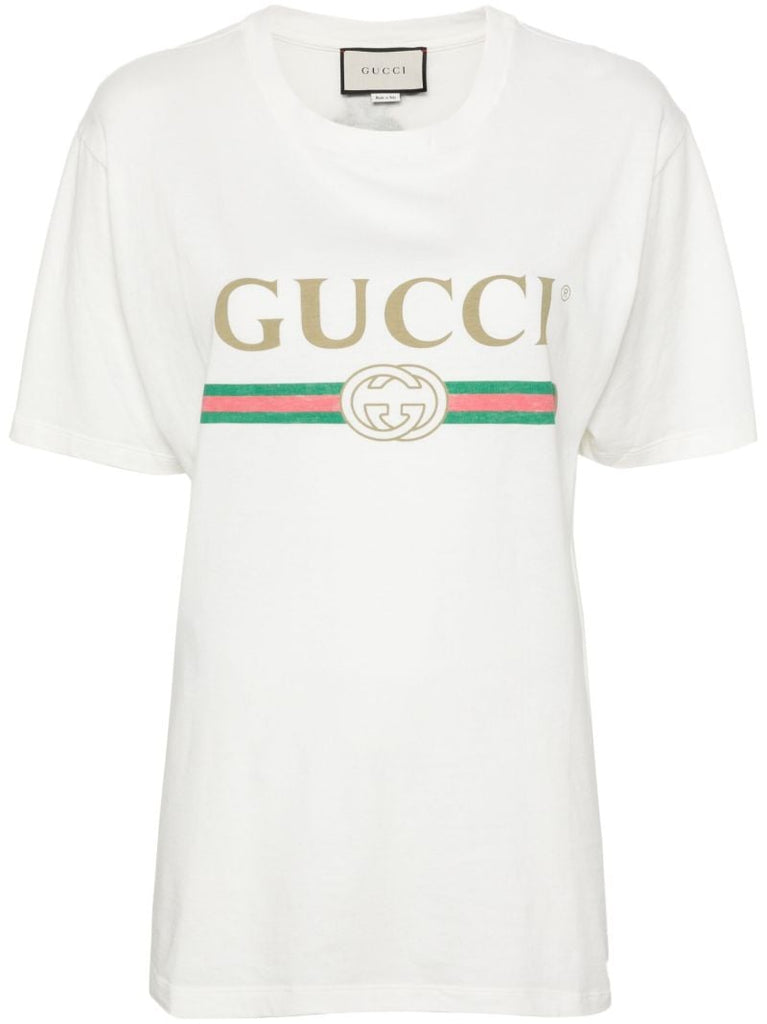White Fake Logo Cotton T-shirt