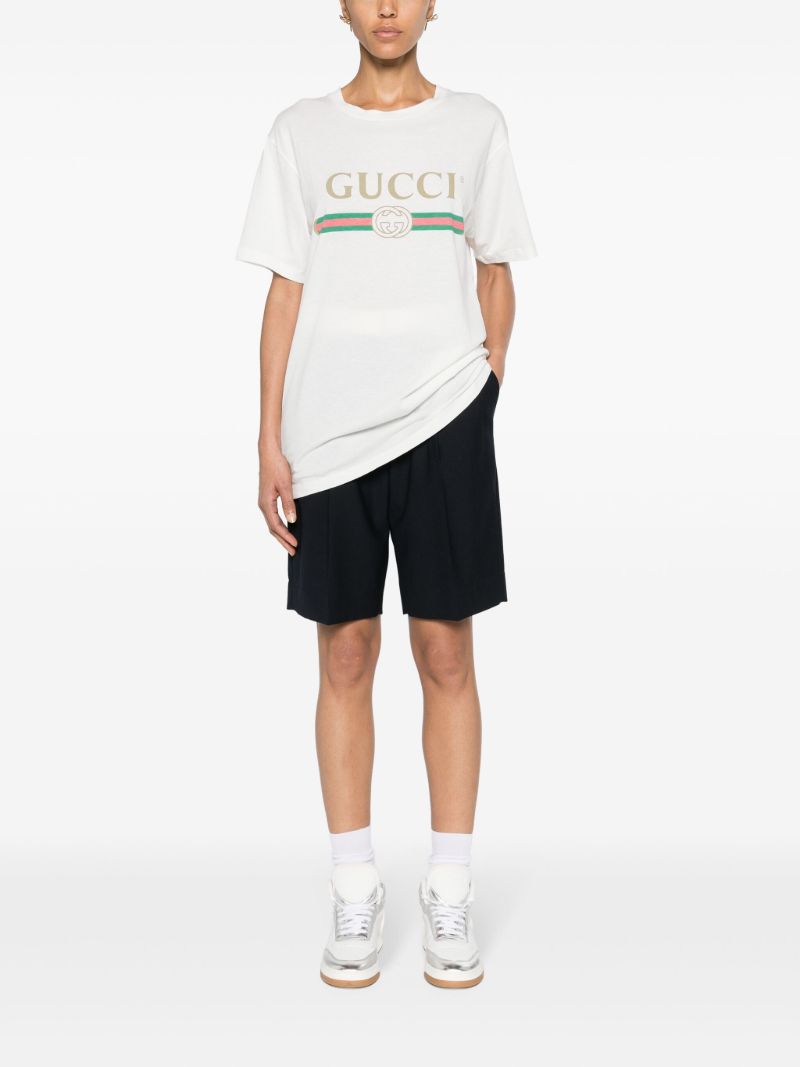 White Fake Logo Cotton T-shirt