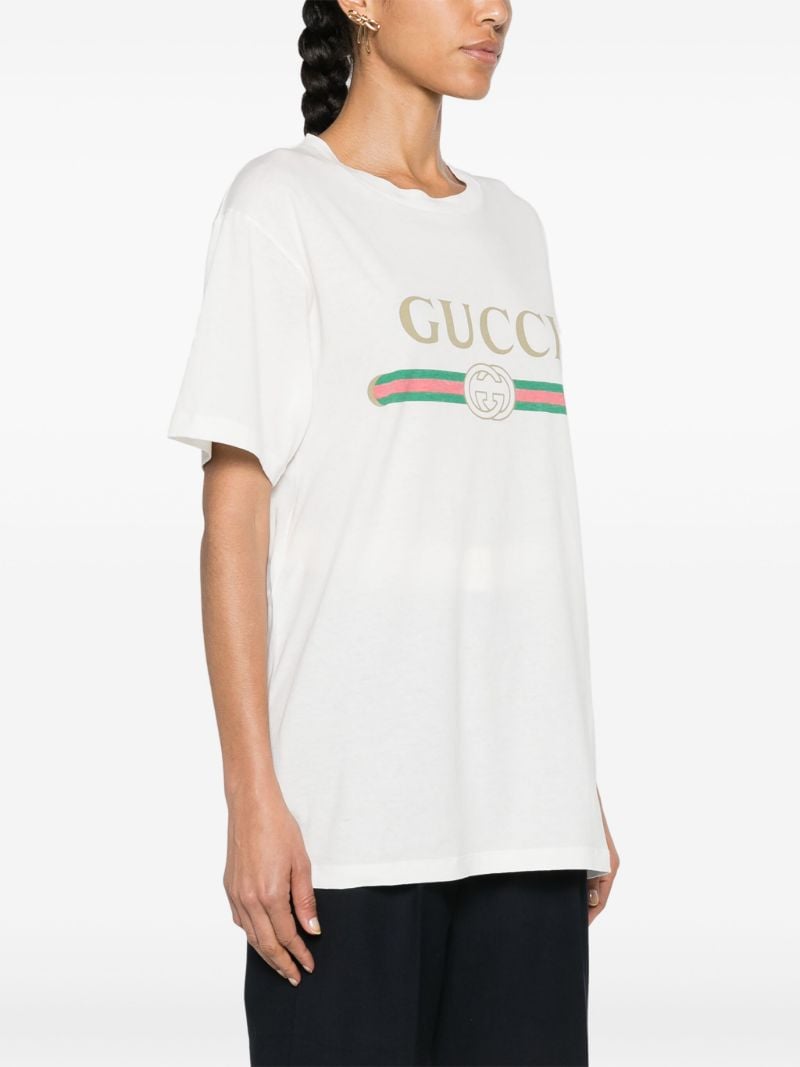White Fake Logo Cotton T-shirt