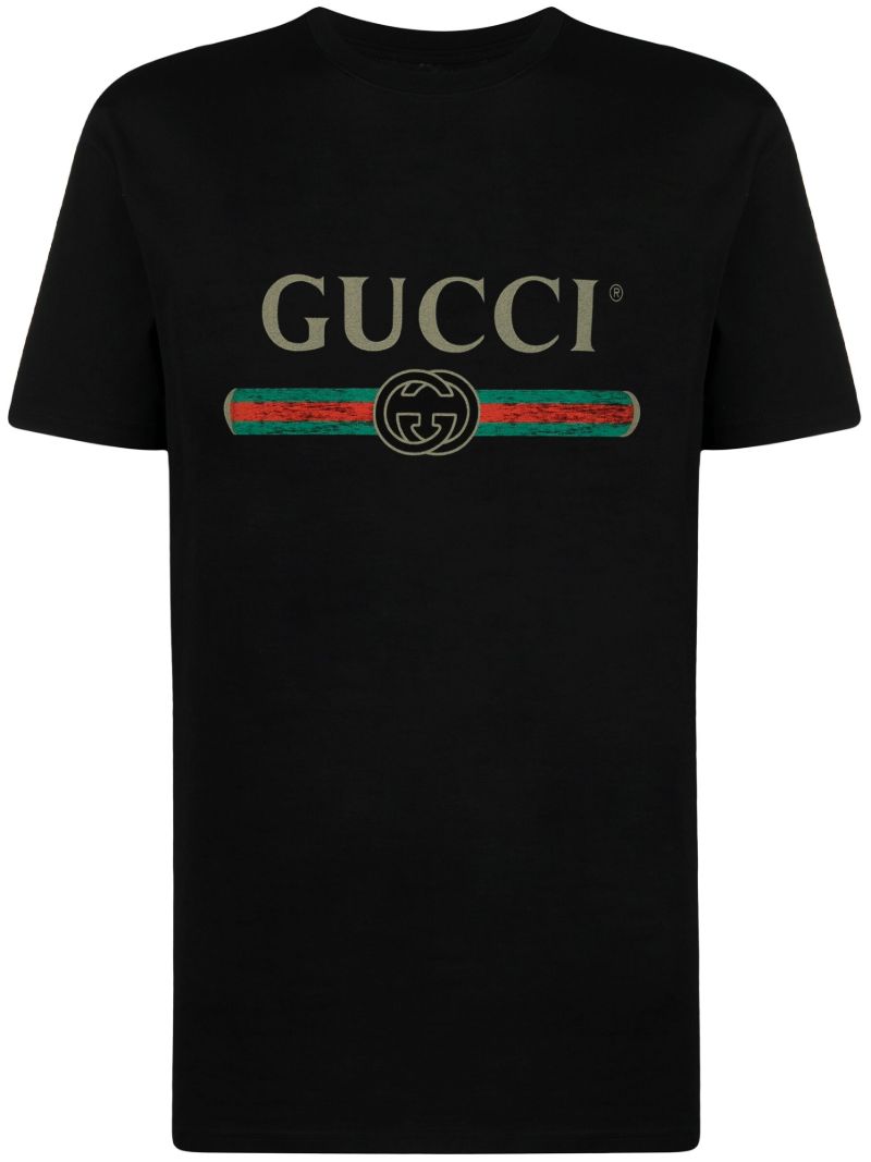 Black Fake Logo Cotton T-shirt
